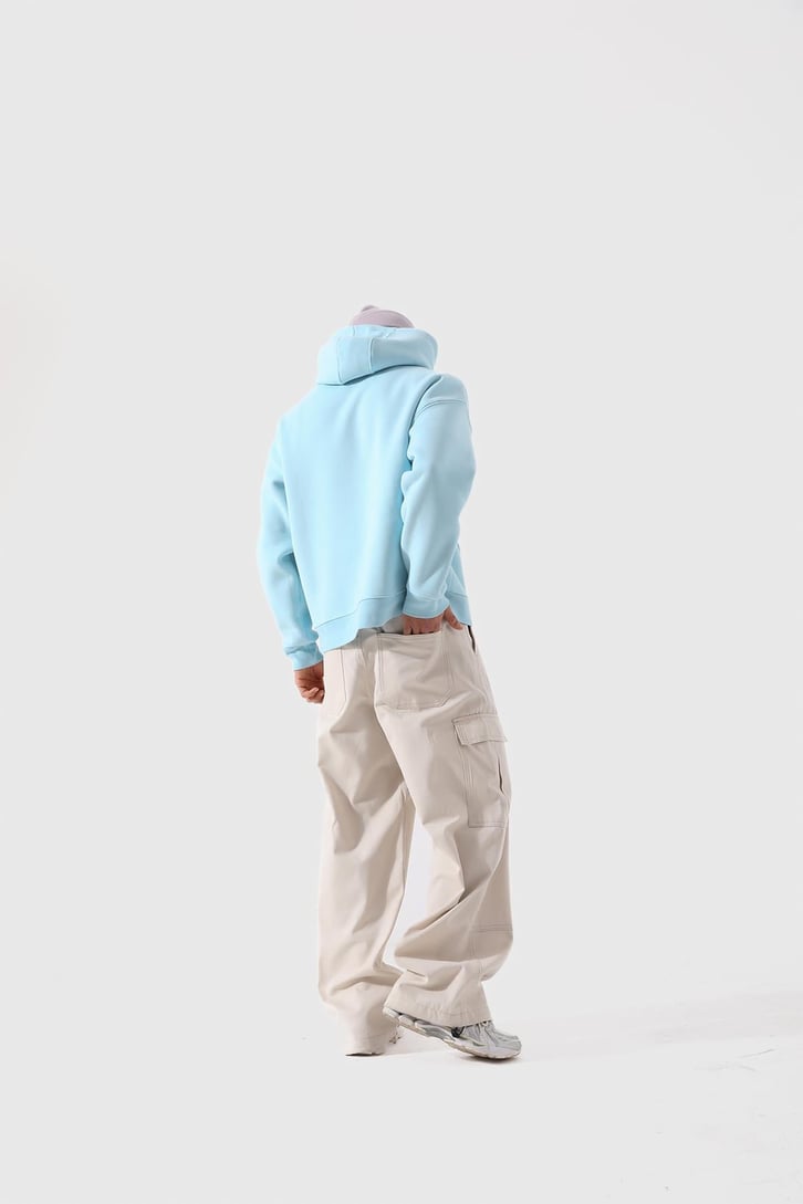 Unyıeldıngness Nakışlı Mavi Oversize Hoodie