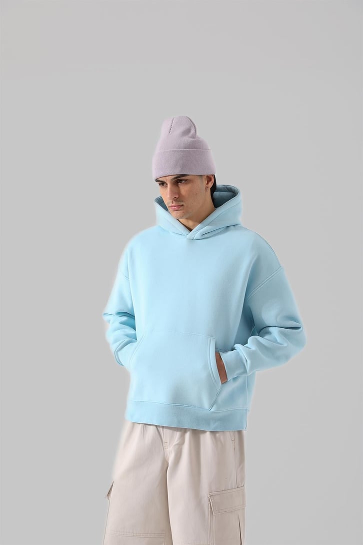Unyıeldıngness Nakışlı Mavi Oversize Hoodie