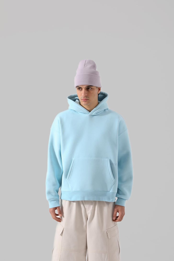 Unyıeldıngness Nakışlı Mavi Oversize Hoodie