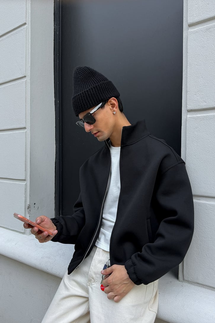 Urban Black Bomber Ceket