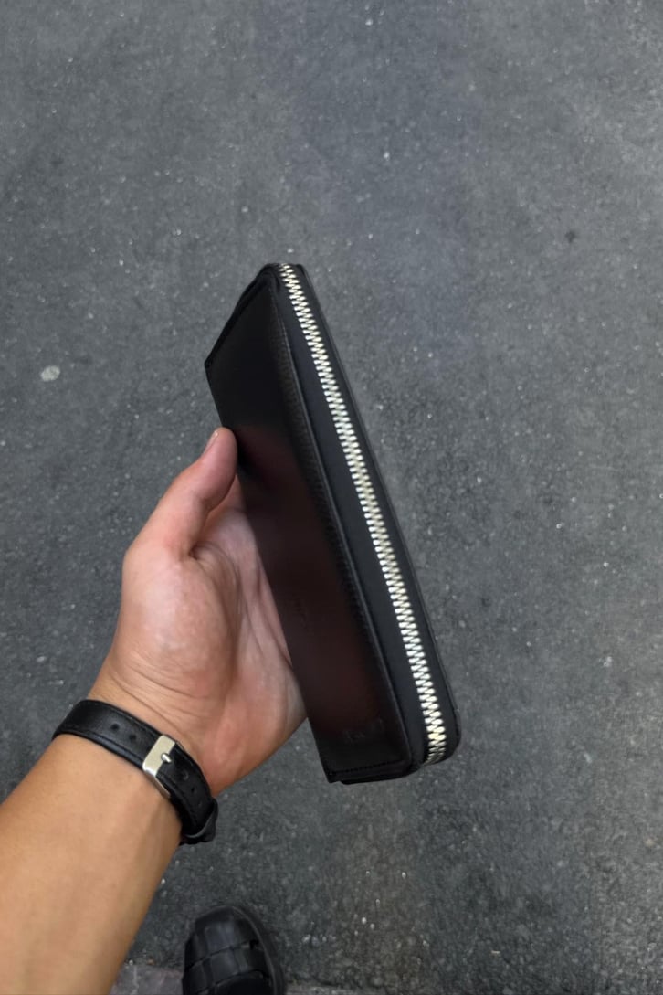 Uzun Fermuarlı Siyah Telefonluk Cüzdan