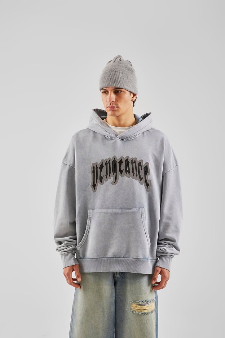 Vengeance Nakış İşlemeli Buz Mavi Oversize Sweatshirt