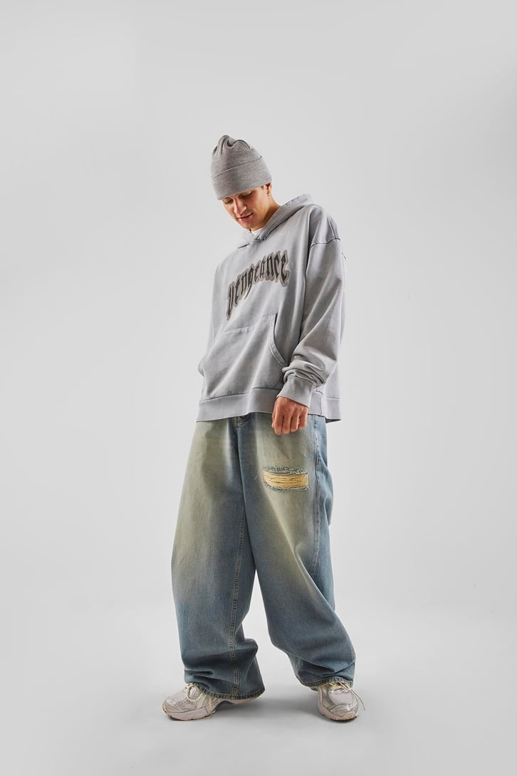 Vengeance Nakış İşlemeli Buz Mavi Oversize Sweatshirt