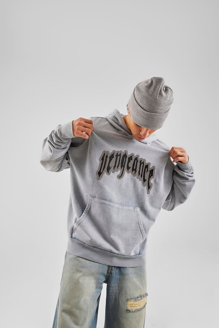Vengeance Nakış İşlemeli Buz Mavi Oversize Sweatshirt