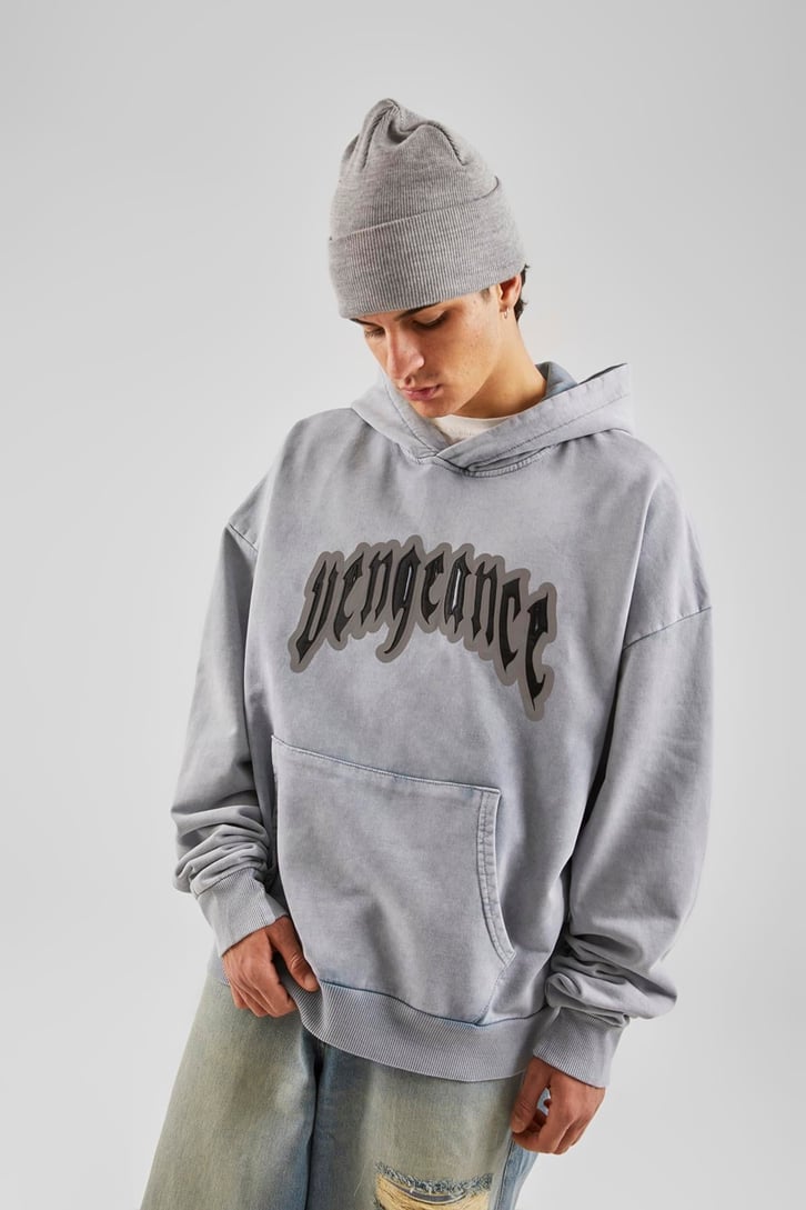Vengeance Nakış İşlemeli Buz Mavi Oversize Sweatshirt