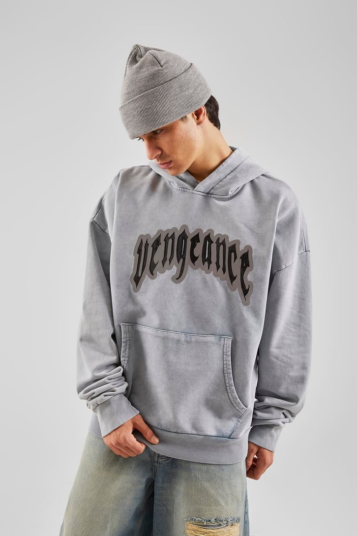 Vengeance Nakış İşlemeli Buz Mavi Oversize Sweatshirt