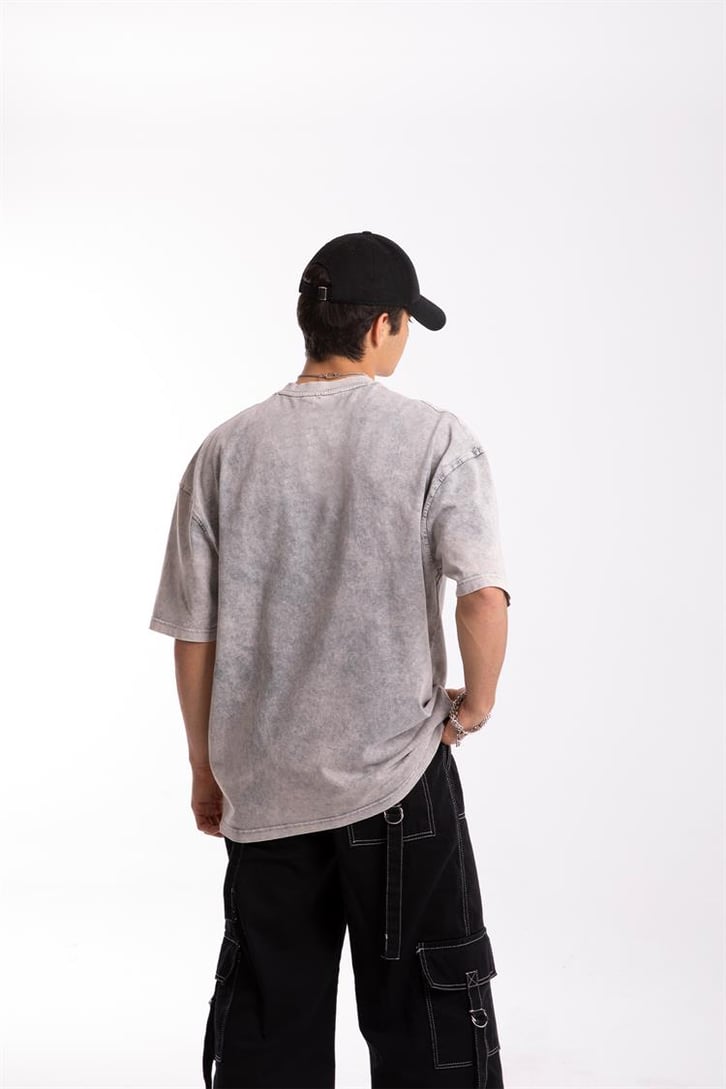 Vetements Nakışlı Acid Wash Oversize Tshirt
