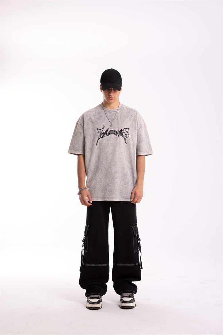 Vetements Nakışlı Acid Wash Oversize Tshirt