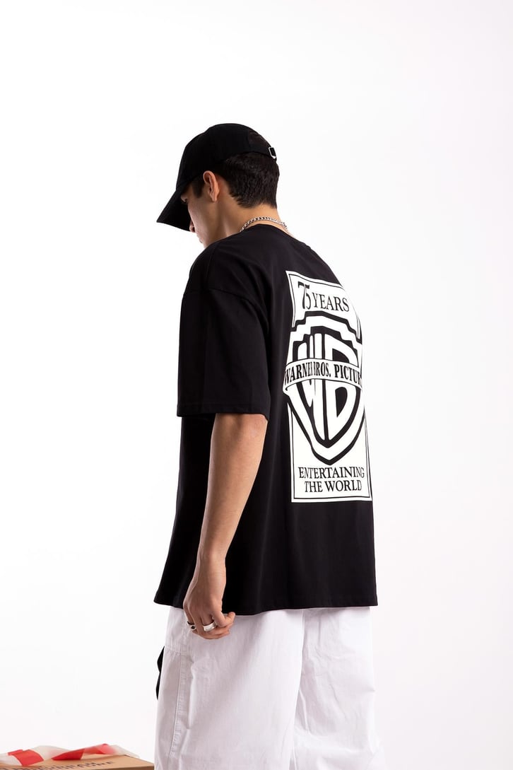 W.Bros. 75 Baskılı Siyah Oversize Tshirt