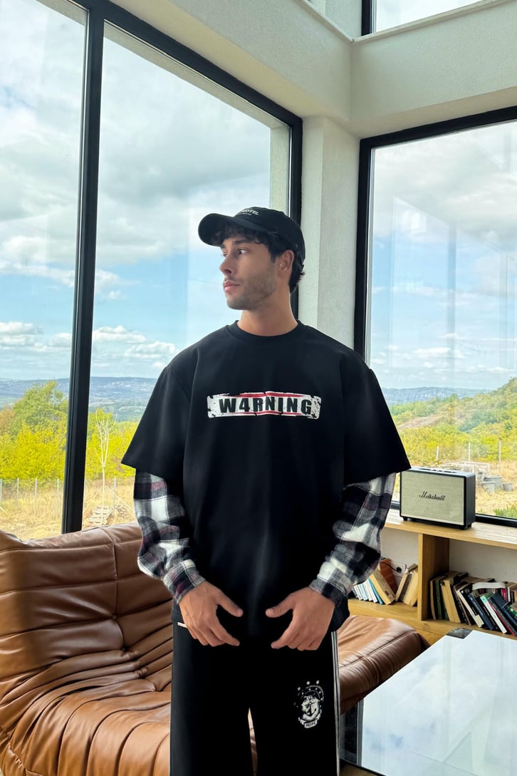 Warning Baskılı Sweatshirt