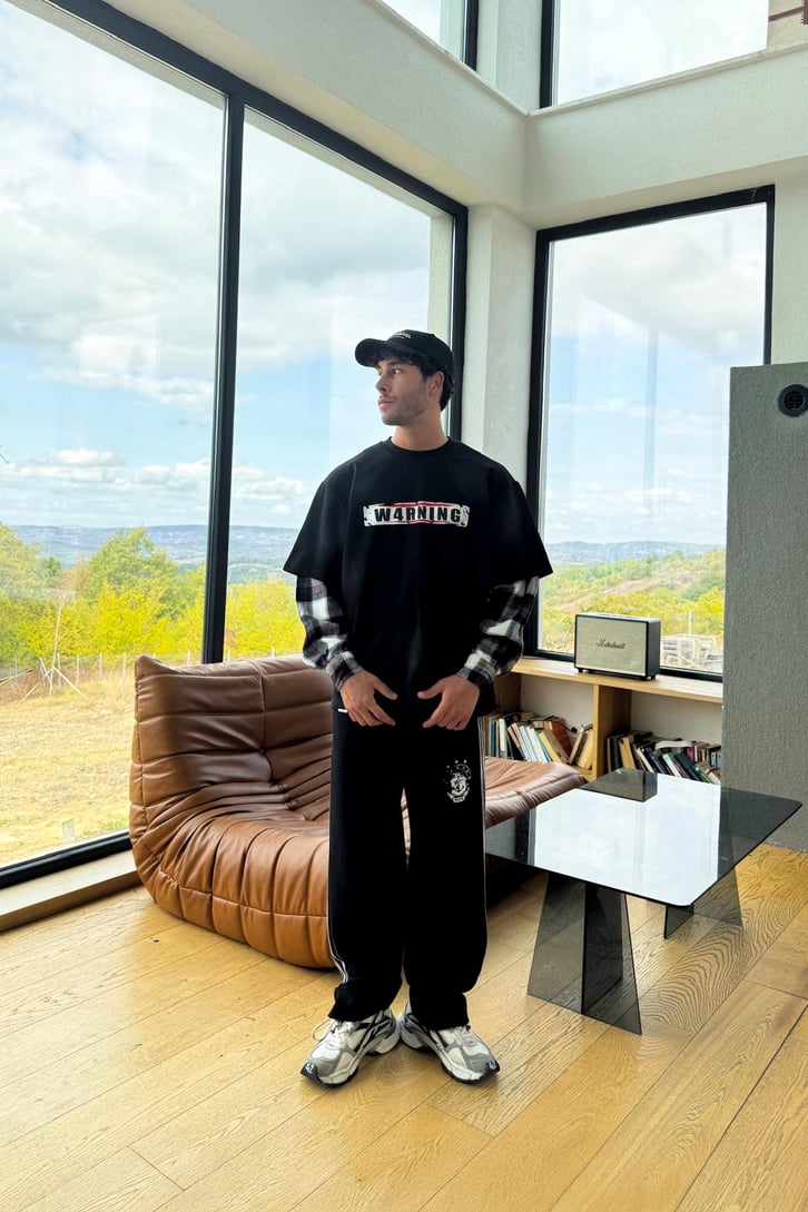 Warning Baskılı Sweatshirt