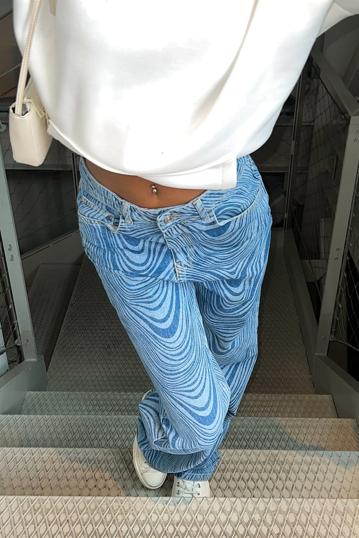 Wave Desen Mavi Baggy Jean
