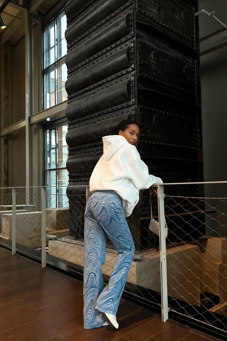 Wave Desen Mavi Baggy Jean
