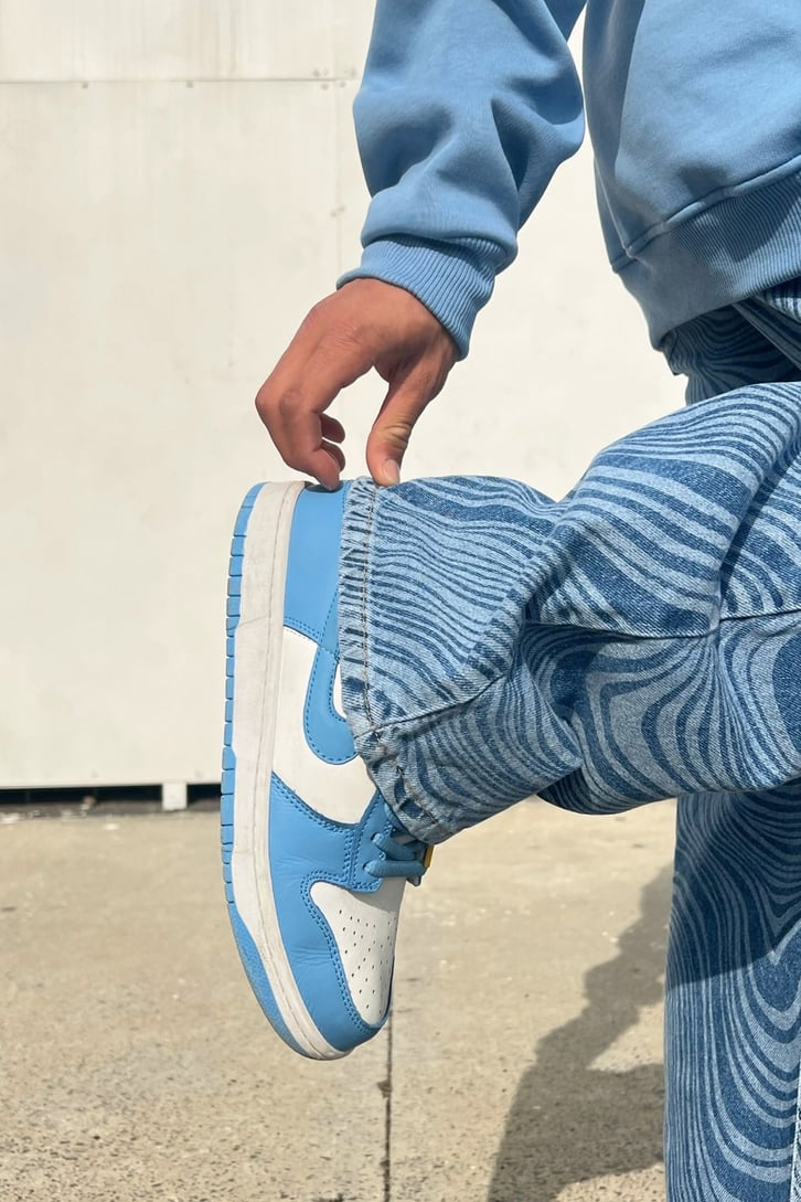 Wave Desen Mavi Baggy Pantolon