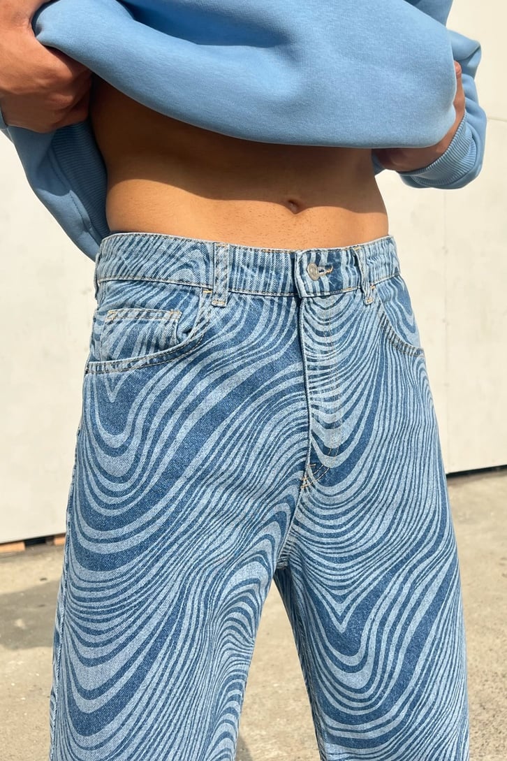 Wave Desen Mavi Baggy Pantolon