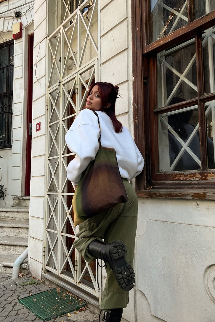 Wellness Baskılı Beyaz Oversize Sweatshirt