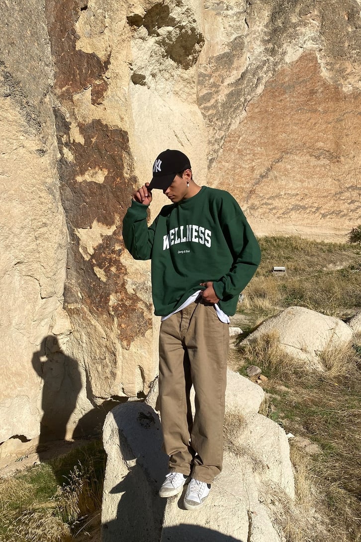 Welness Yeşil Oversize Sweatshirt