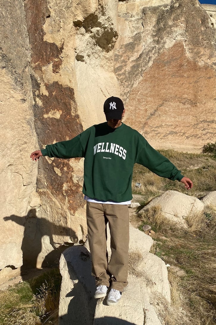 Welness Yeşil Oversize Sweatshirt