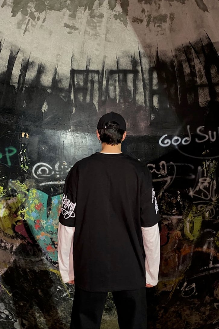 White Angel Oversize Black Tshirt