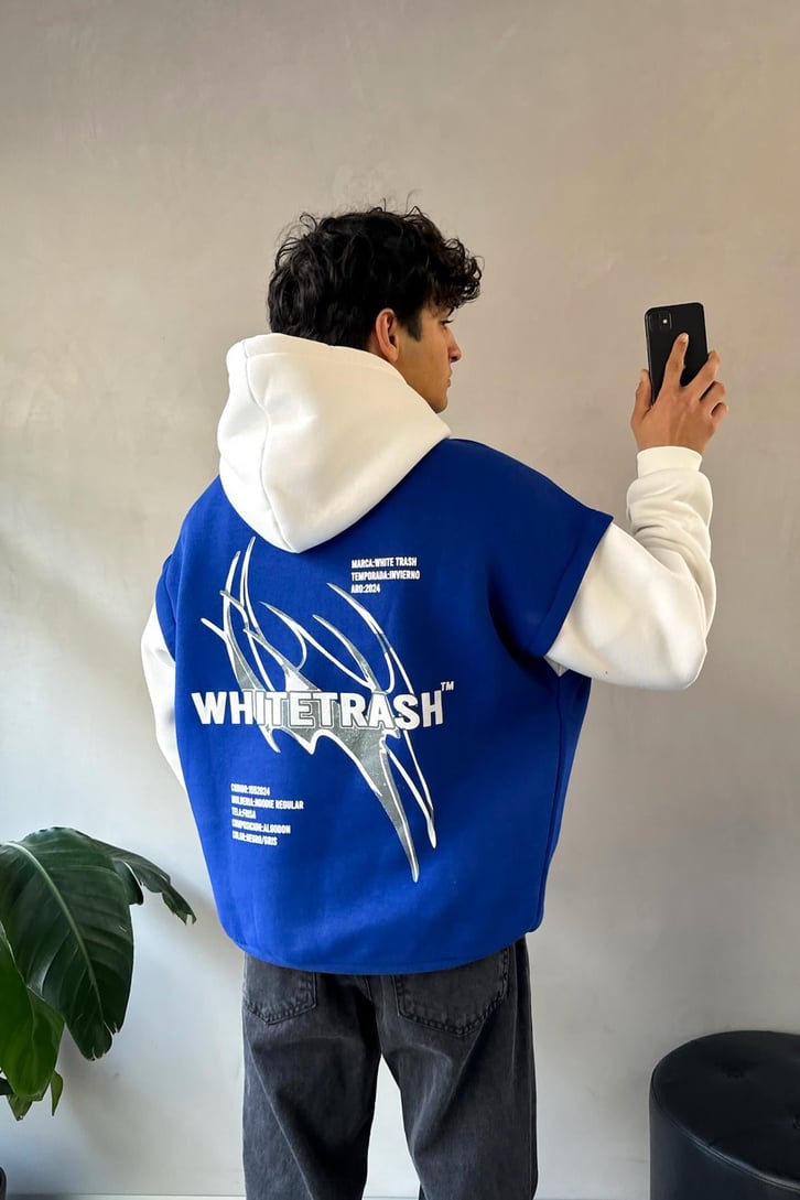 White Trash Baskılı Oversize Hoodie