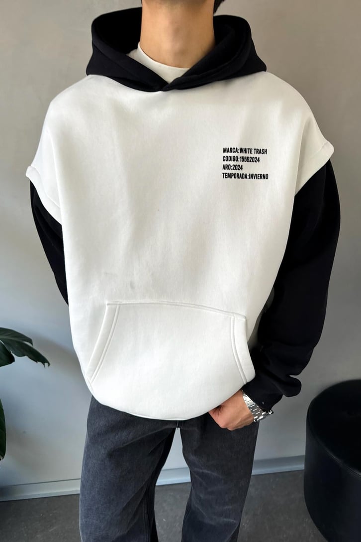 White Trash Baskılı Oversize Hoodie