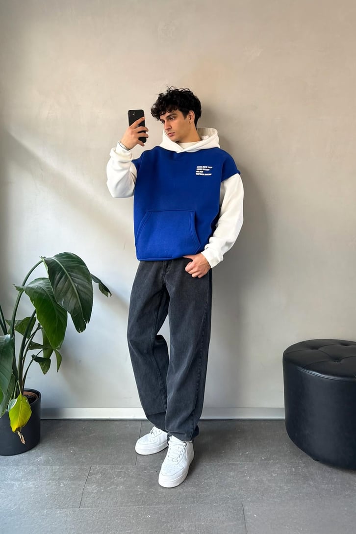 White Trash Baskılı Oversize Hoodie