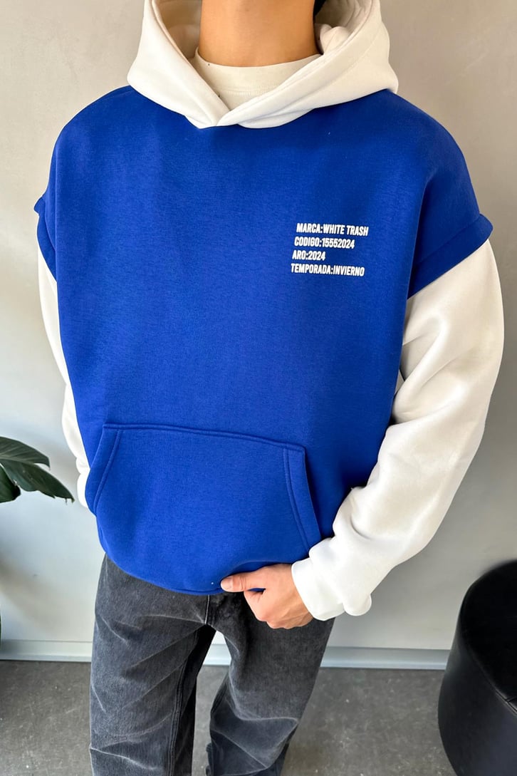 White Trash Baskılı Oversize Hoodie