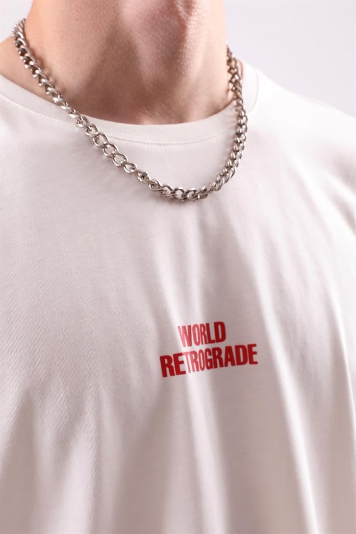 World Retrograde Baskılı Oversize Tshirt