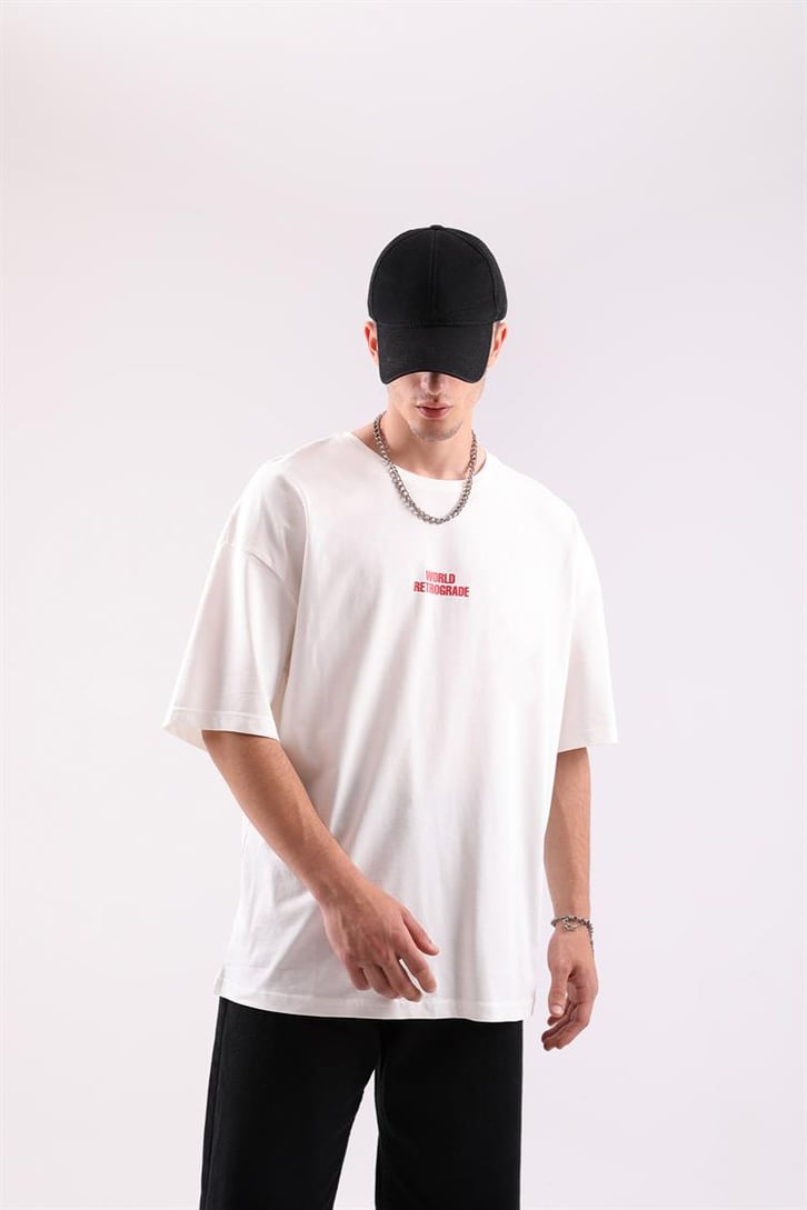 World Retrograde Baskılı Oversize Tshirt