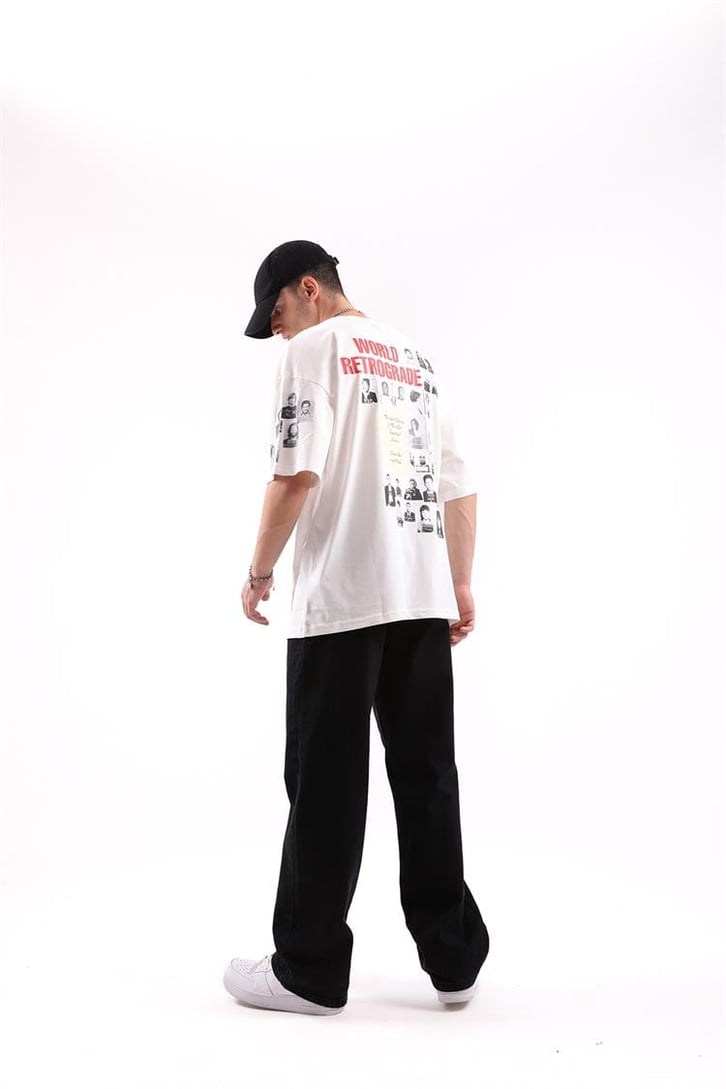 World Retrograde Baskılı Oversize Tshirt