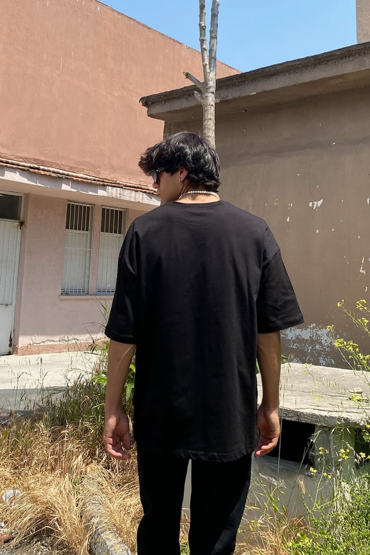 World Wide Baskılı Oversize Tshirt
