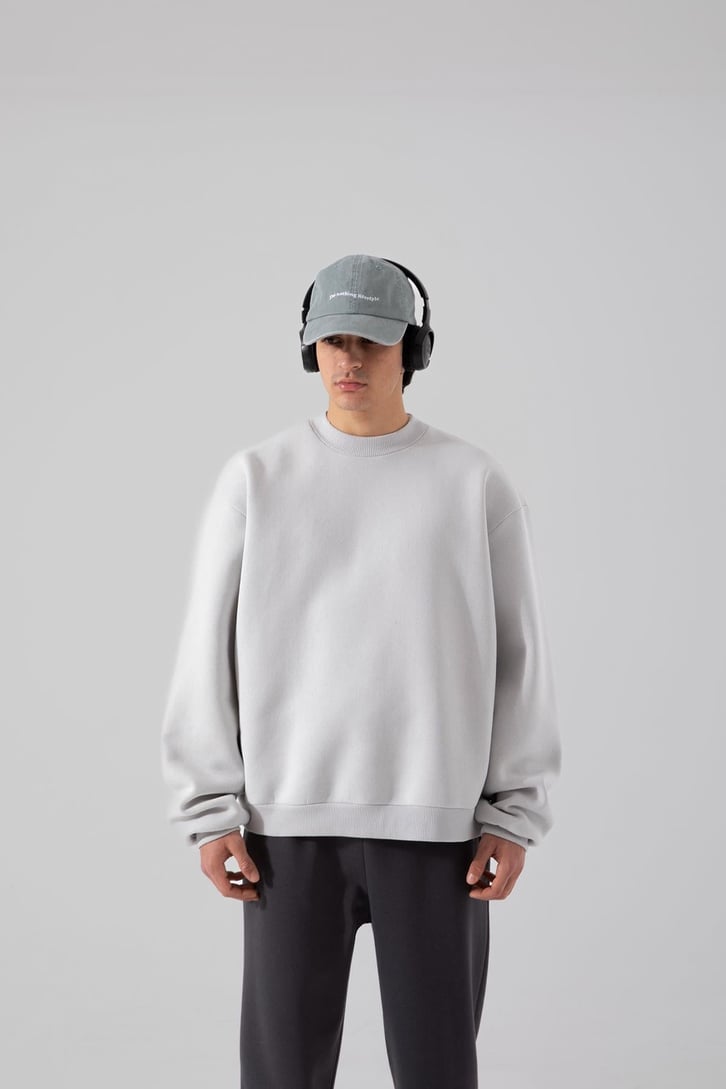 World Wıde Kabartma Baskılı Siyah Oversize Sweatshirt