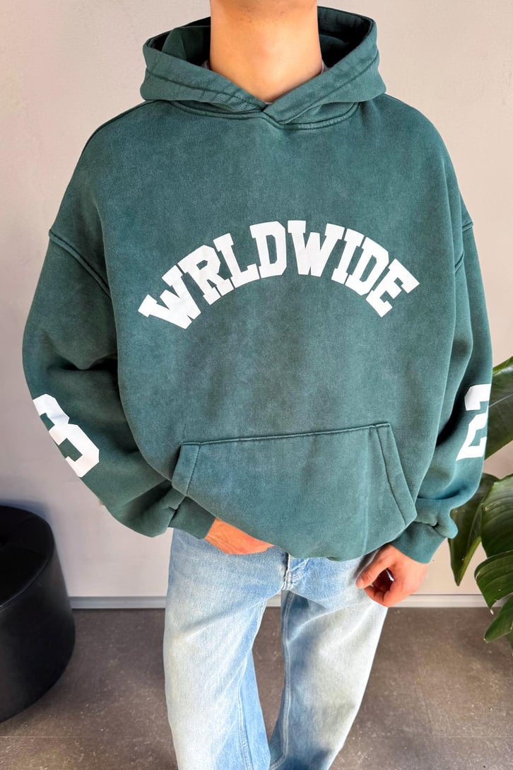 Worldwide Baskılı Oversize Hoodie