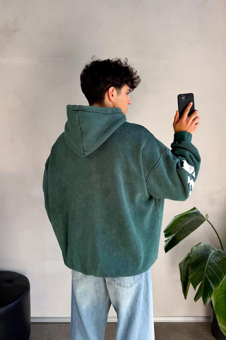 Worldwide Baskılı Oversize Hoodie