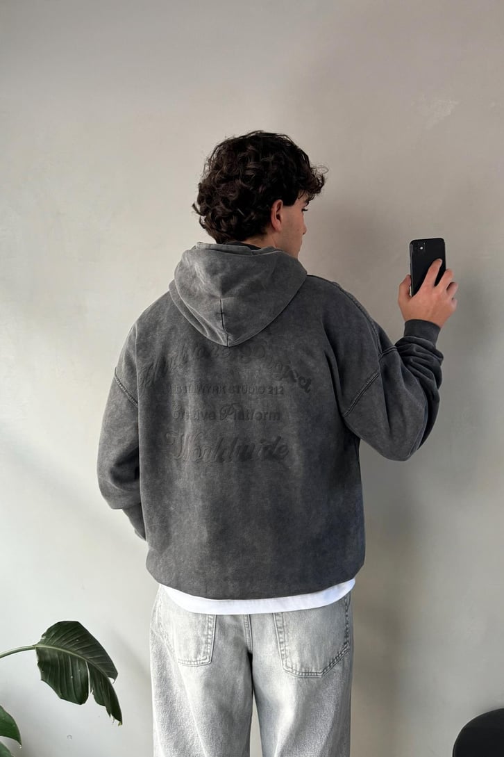 Worldwide Baskılı Oversize Hoodie