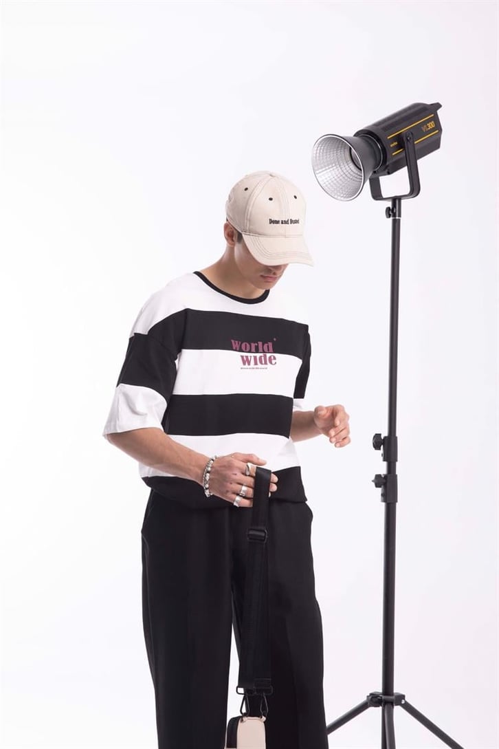 Worldwide Çizgili Siyah Oversize Tişört