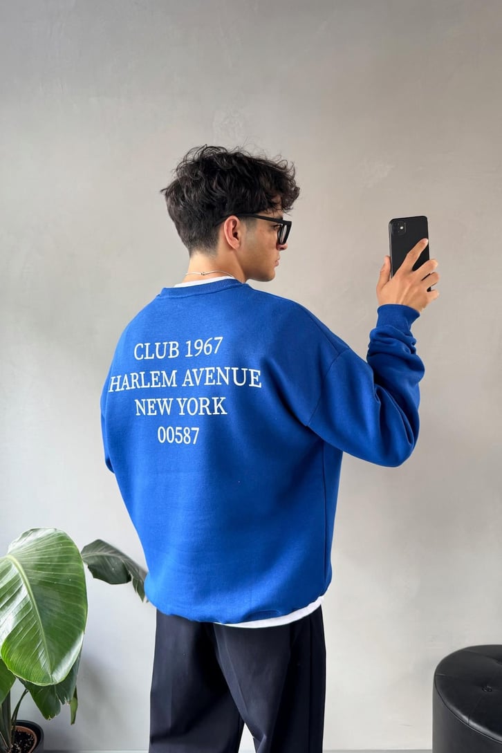 Writing Baskılı Bisiklet Yaka Sweatshirt