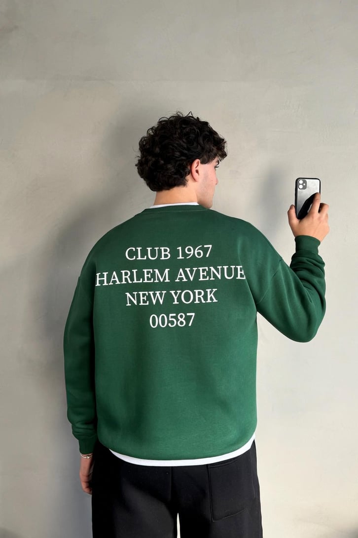Writing Baskılı Bisiklet Yaka Sweatshirt