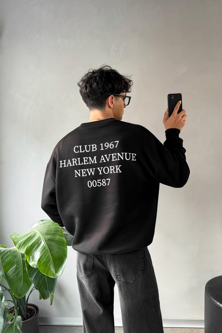 Writing Baskılı Bisiklet Yaka Sweatshirt