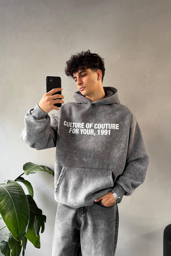 Writing Baskılı Oversize Hoodie