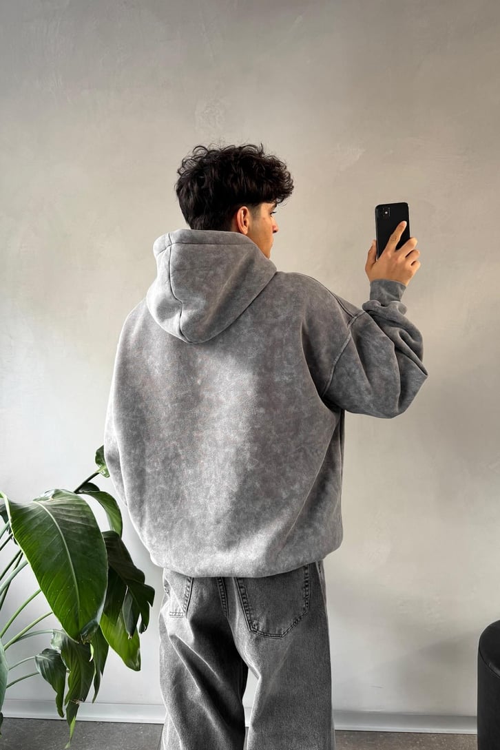 Writing Baskılı Oversize Hoodie