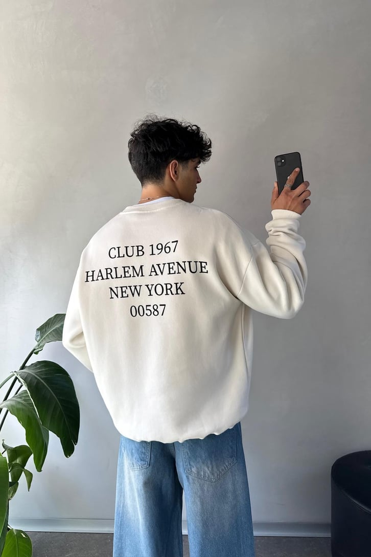 Writing Baslkılı Bisiklet Yaka Sweatshirt