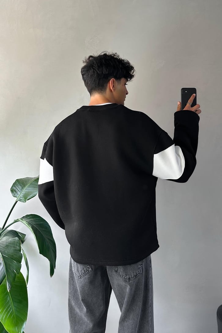 Writing Nakışlı Bisiklet Yaka Sweatshirt