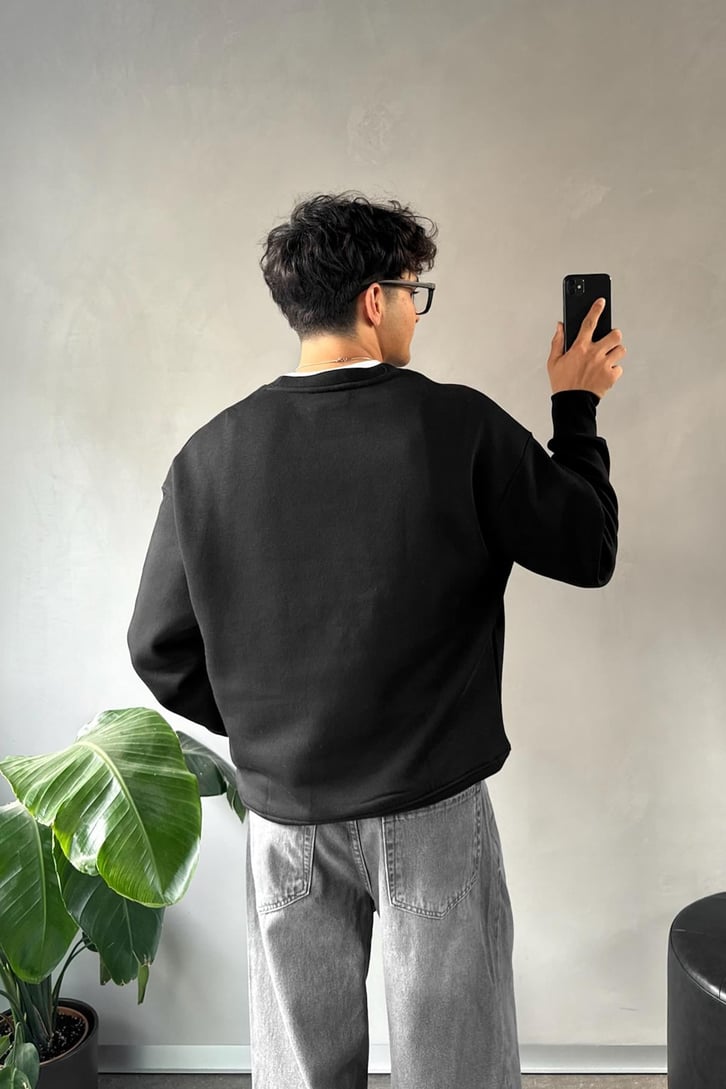Writing Nakışlı Bisiklet Yaka Sweatshirt