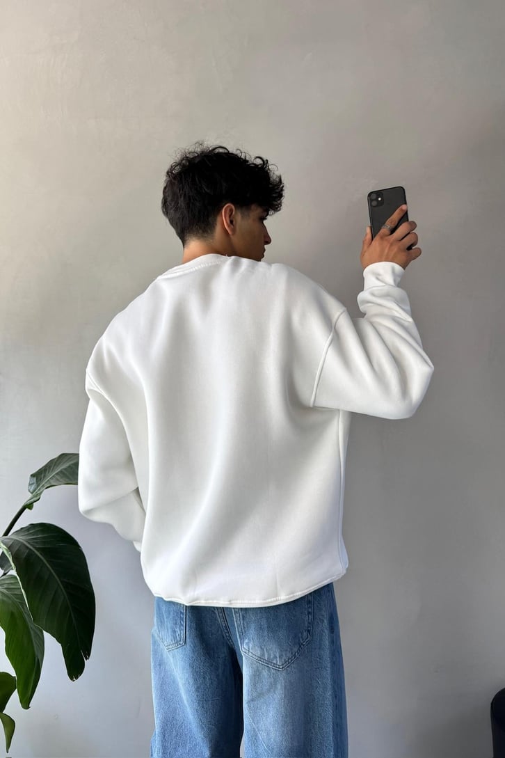 Writing Nakışlı Bisiklet Yaka Sweatshirt