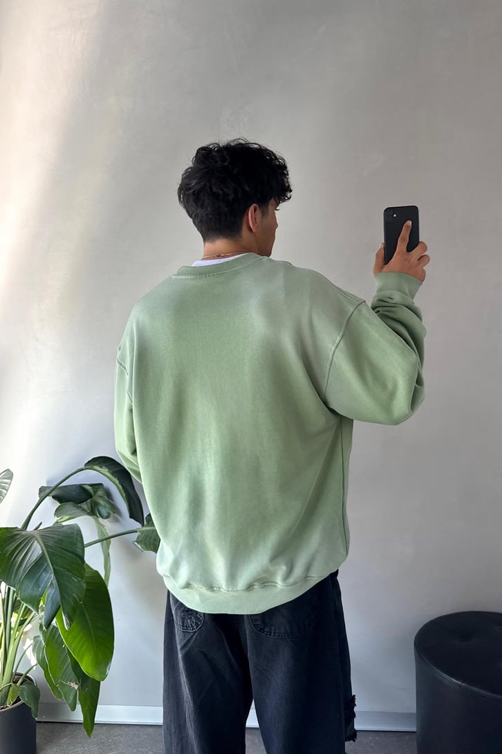 Writing Nakışlı Oversize Bisiklet Yaka Sweatshirt
