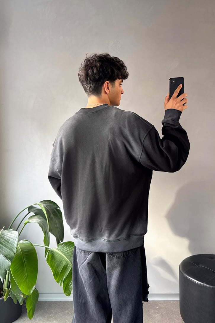 Writing Nakışlı Oversize Bisiklet Yaka Sweatshirt