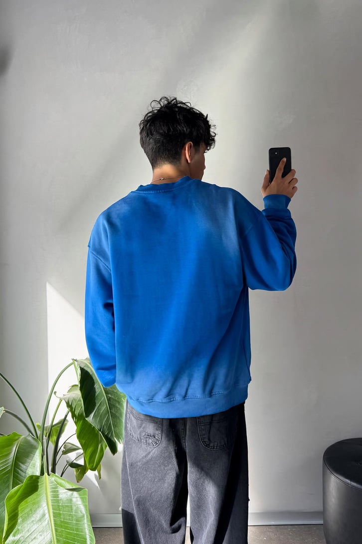 Writing Nakışlı Oversize Bisiklet Yaka Sweatshirt
