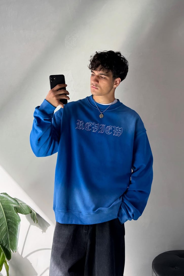 Writing Nakışlı Oversize Bisiklet Yaka Sweatshirt