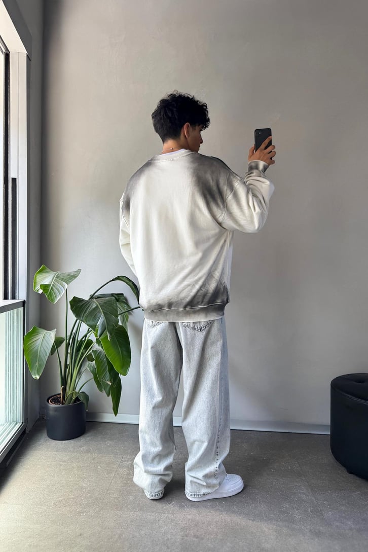 Writing Nakışlı Oversize Bisiklet Yaka Sweatshirt